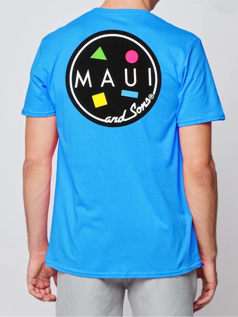 Retro Maui & Sons Classic Cookie Logo T-shirt Neon Blue Graphic M NWT Dead-stoc